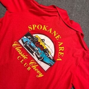 Vintage Classic Chevy Club Shirt Hartwell Polo Men XL Red Spokane Made in USA